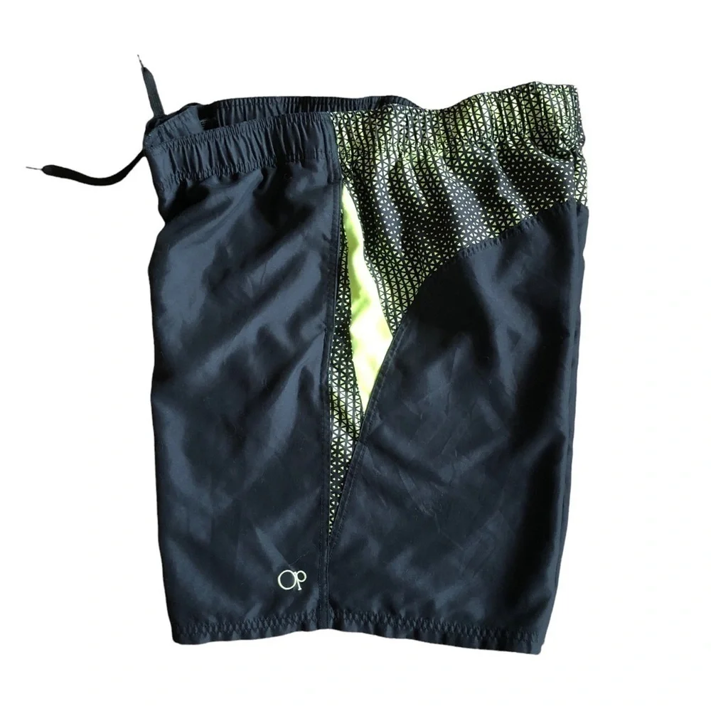 OP Drawstring Swim Trunks Navy Yellow XL Mens